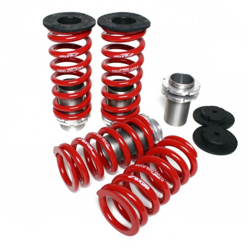 Honda Prelude Coilover Sleeve Kit - Front + Rear - Skunk2 Racing - Adjustable, Aluminum Sleeves, 0-3.5 in Lowering, 10K/8K Springs - `92-`01 Honda Prelude Coilover Sleeve Kit - Front + Rear - Skunk2 Racing - Adjustable, Aluminum Sleeves, 0-3.5 in Lowering, 10K/8K Springs - `92-`01